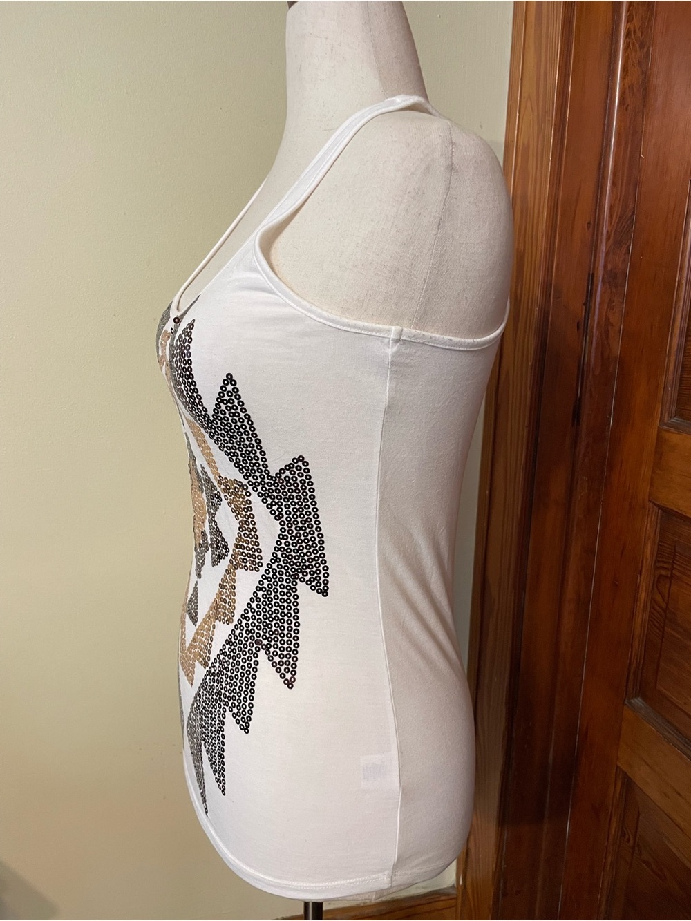 Almost Famous White Sequin Aztec Racerback Tank - Picture 5 of 5